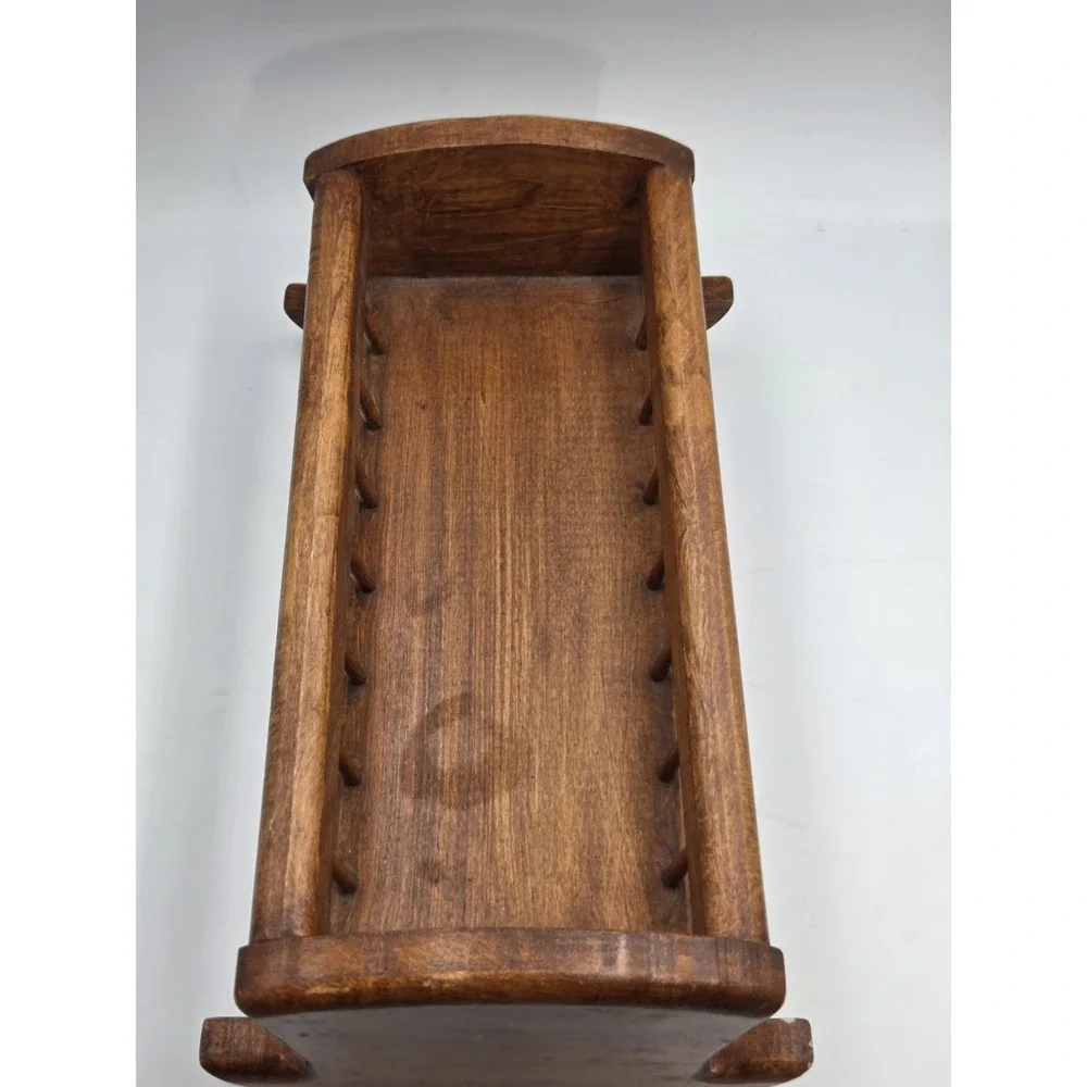 Vintage Hand Crafted Wooden Doll Rocking Cradle Bassinet 13 x 6 x 6 in Signed